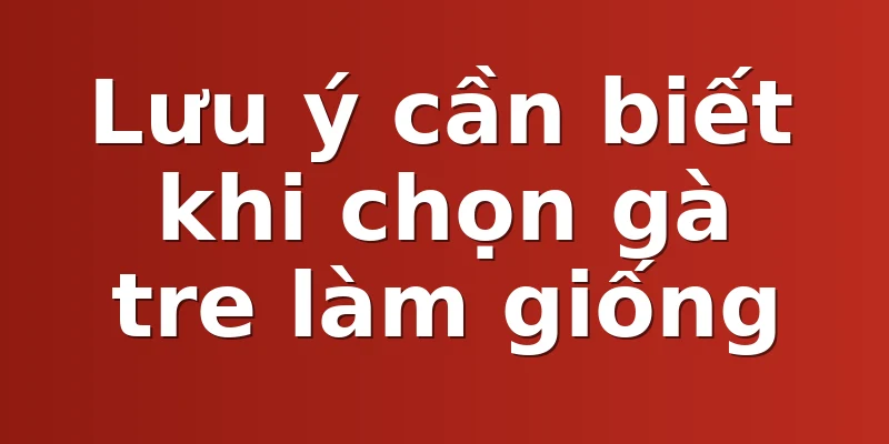 Lưu ý cần biết khi chọn gà tre làm giống