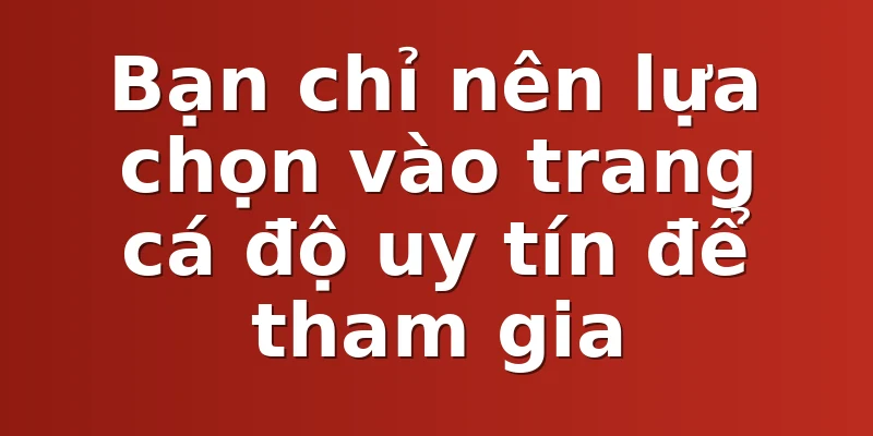 Bạn chỉ nên lựa chọn vào trang cá độ uy tín để tham gia