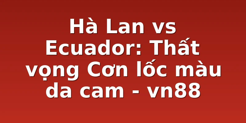 Hà Lan vs Ecuador: Thất vọng Cơn lốc màu da cam - vn88