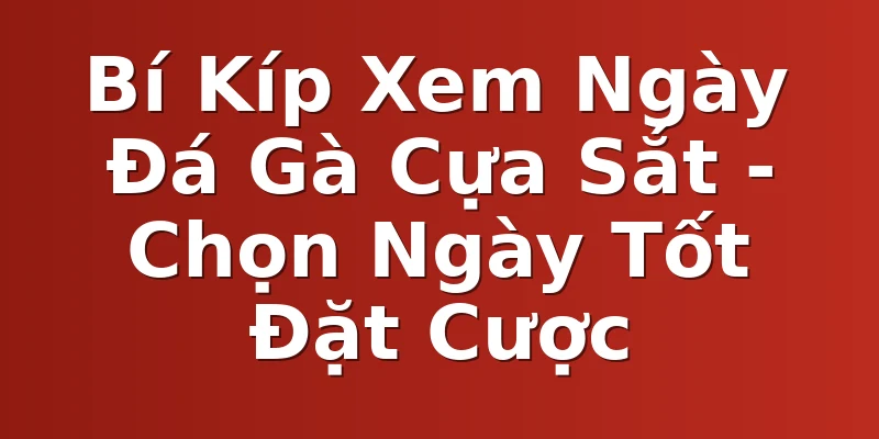 Bí Kíp Xem Ngày Đá Gà Cựa Sắt - Chọn Ngày Tốt Đặt Cược