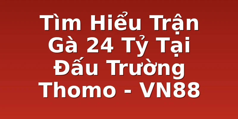 Tìm Hiểu Trận Gà 24 Tỷ Tại Đấu Trường Thomo - VN88