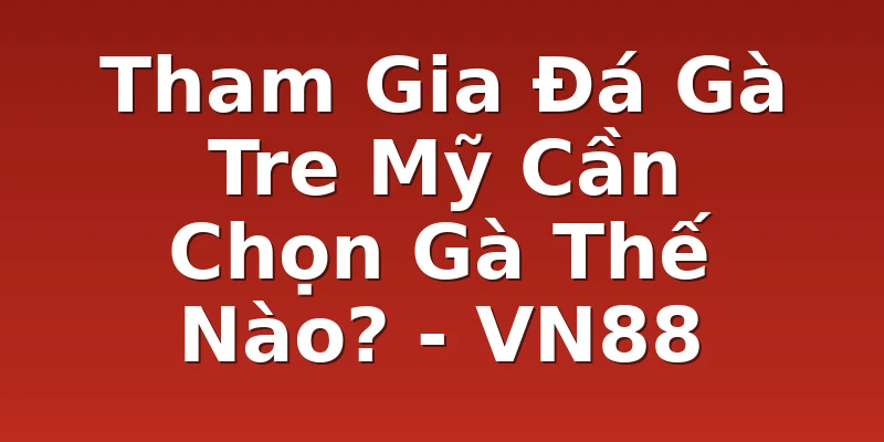 Tham Gia Đá Gà Tre Mỹ Cần Chọn Gà Thế Nào? - VN88