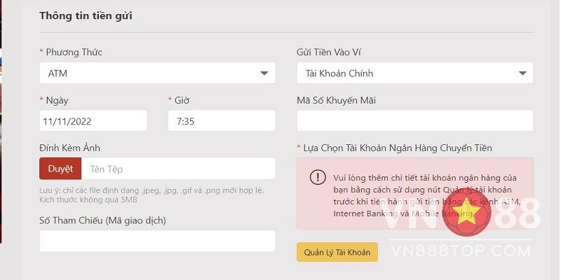 Người chơi có thể nạp tiền VN88 qua thẻ ngân hàng