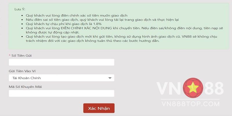 Nạp tiền VN88 qua ví điện tử khá đơn giản và nhanh chóng